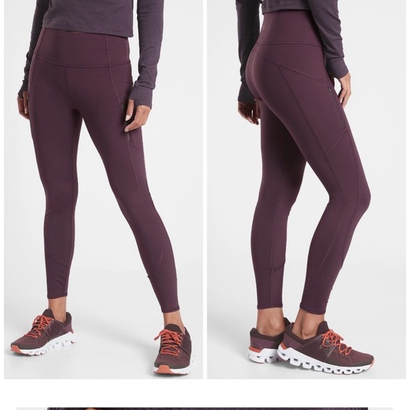Athleta Rainier Tight Leggings Fleece Lined Plum Purple Size XS - Picture 2 of 2